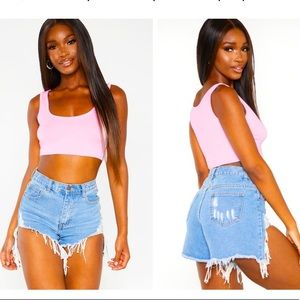 Pink cropped tanktop